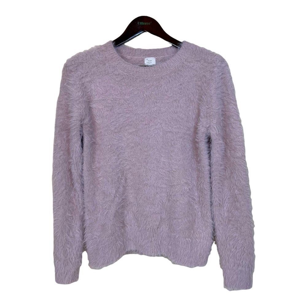 A New Day Women's Long Sleeve Soft Knit Light Pink Fuzzy Sweater Size Large